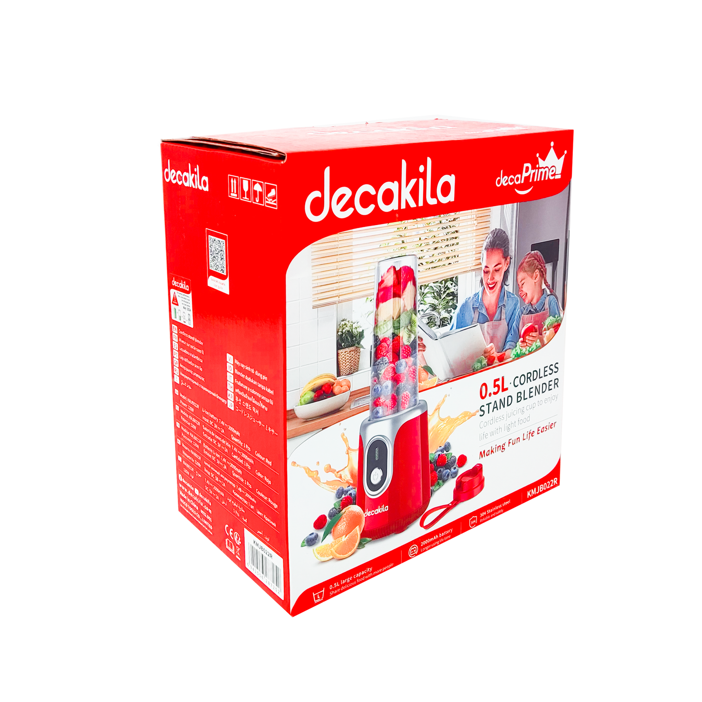 Licuadora Personal 500 ml Inalámbrica Roja Decakila KMJB022R