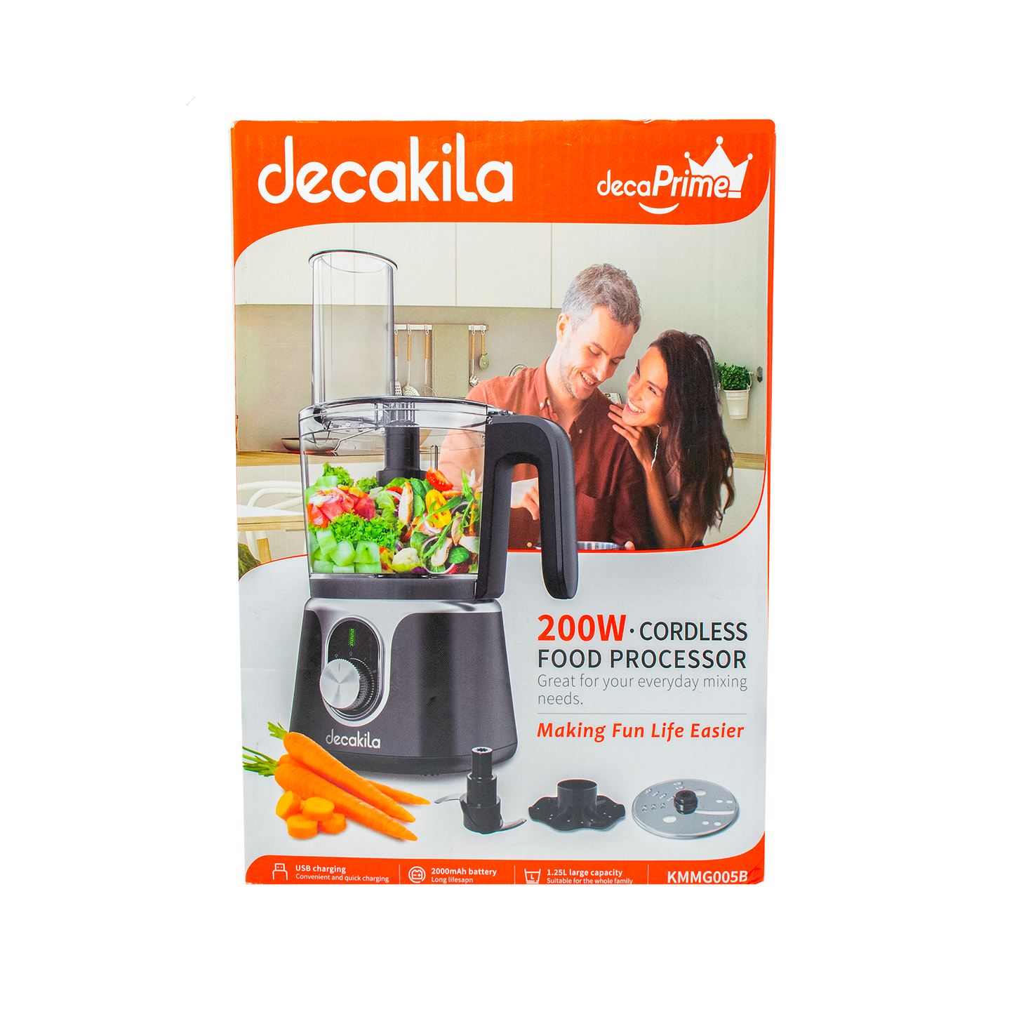 Procesador de alimentos Inalámbrico con Accesorios Negro Decakila KMMG005B