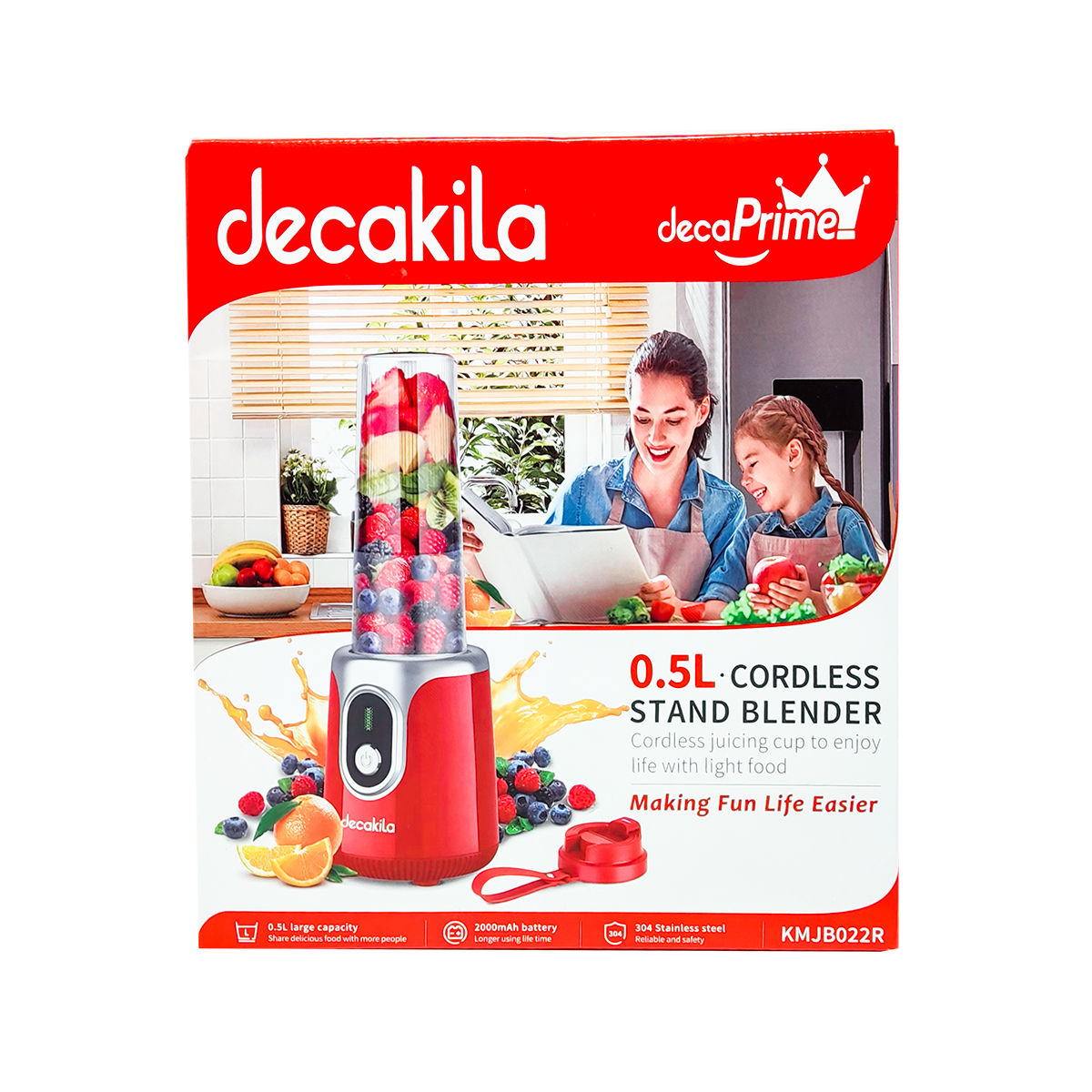 Licuadora Personal 500 ml Inalámbrica Roja Decakila KMJB022R