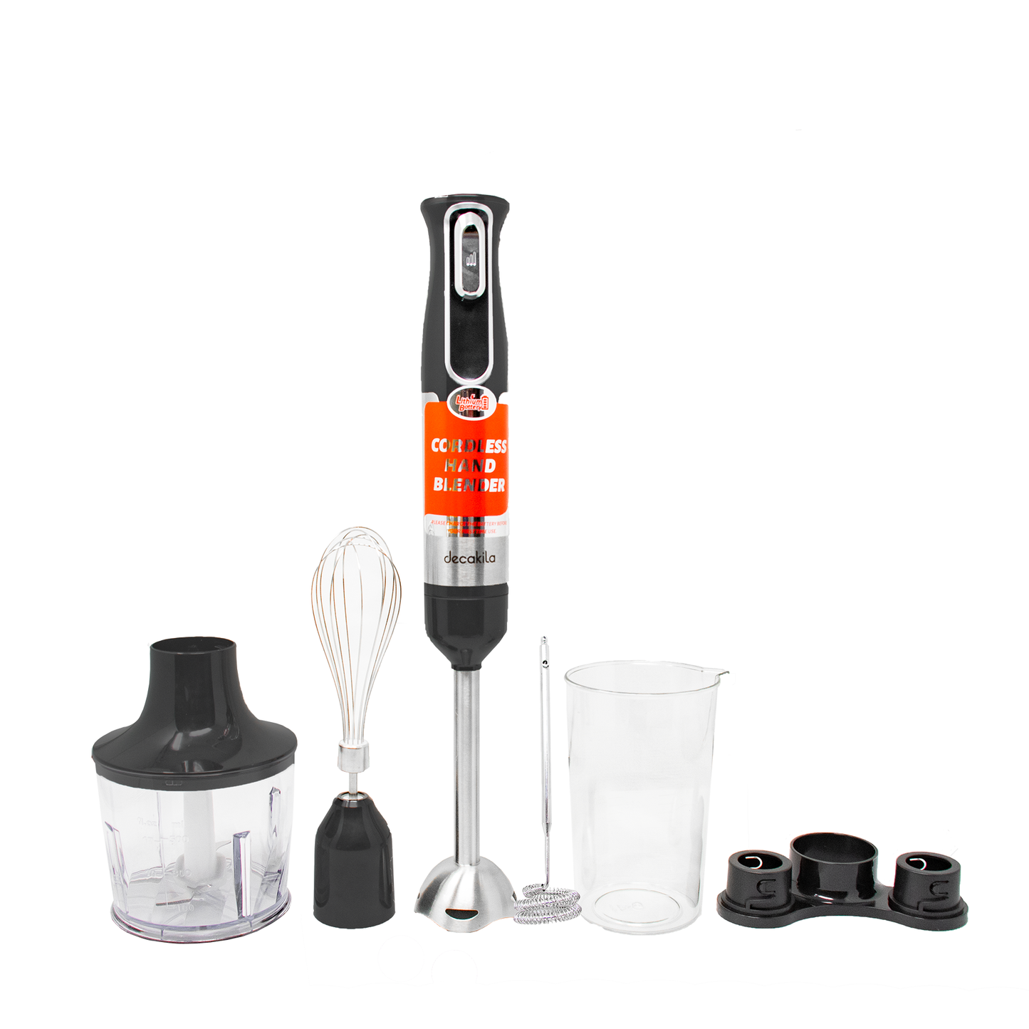 Batidora de Inmersión Inalámbrica con Accesorios 5 en 1 Negro Decakila KMJB021B (Caja de 6 Piezas)