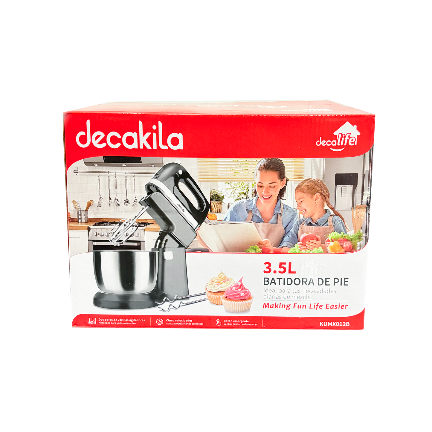 Batidora de Mano con Pedestal 5 velocidades 250W Negra Decakila KUMX012B