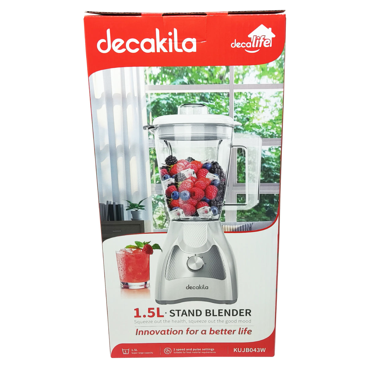 Licuadora 2 Velocidades + Pulso Vaso de Plástico Decakila KUJB043W (Caja de 4 piezas)