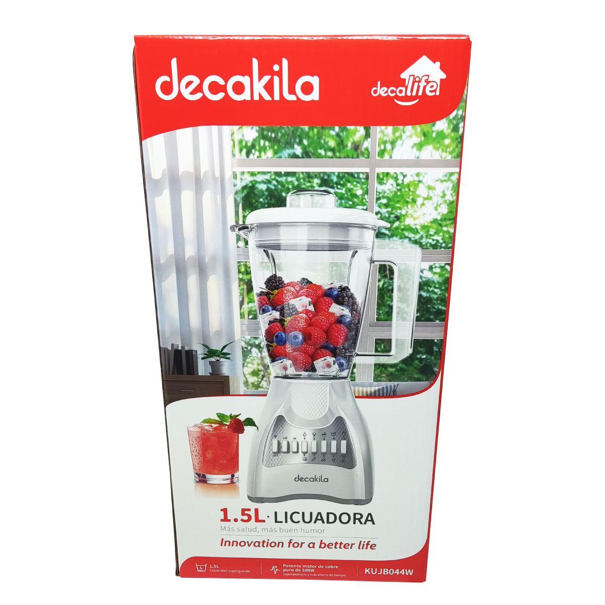 Licuadora 10 Velocidades Vaso de Plástico Blanca Decakila KUJB044W (Caja de 4 Piezas)