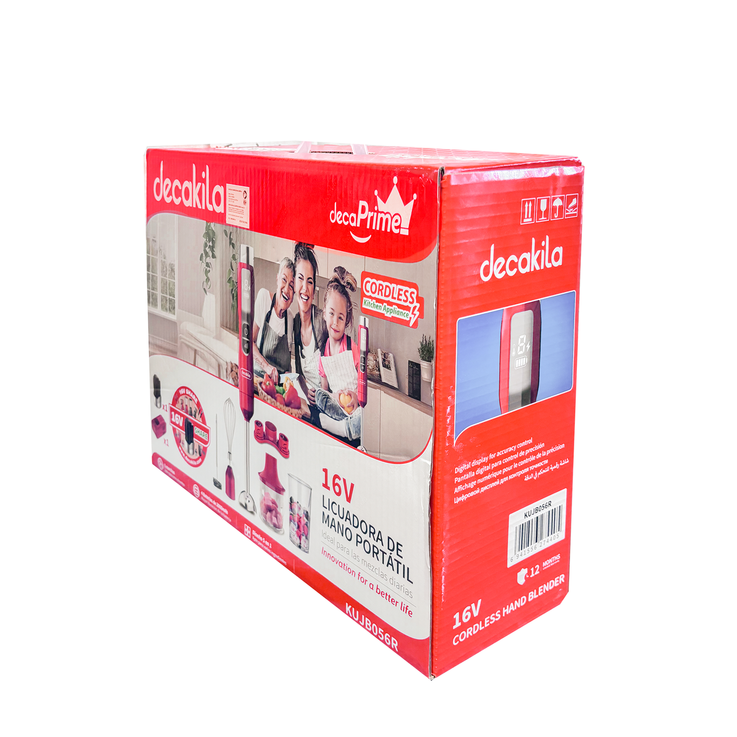 Batidora de Inmersión 5 Velocidades con Accesorios 5 en 1 Inalámbrica con Batería Recargable Rojo Decakila KUJB056R