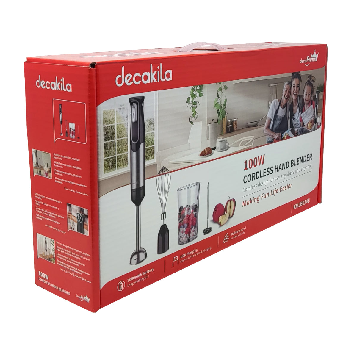 Batidora de Inmersión Inalámbrica con Accesorios 4 en 1 Negro Decakila KMJB024B