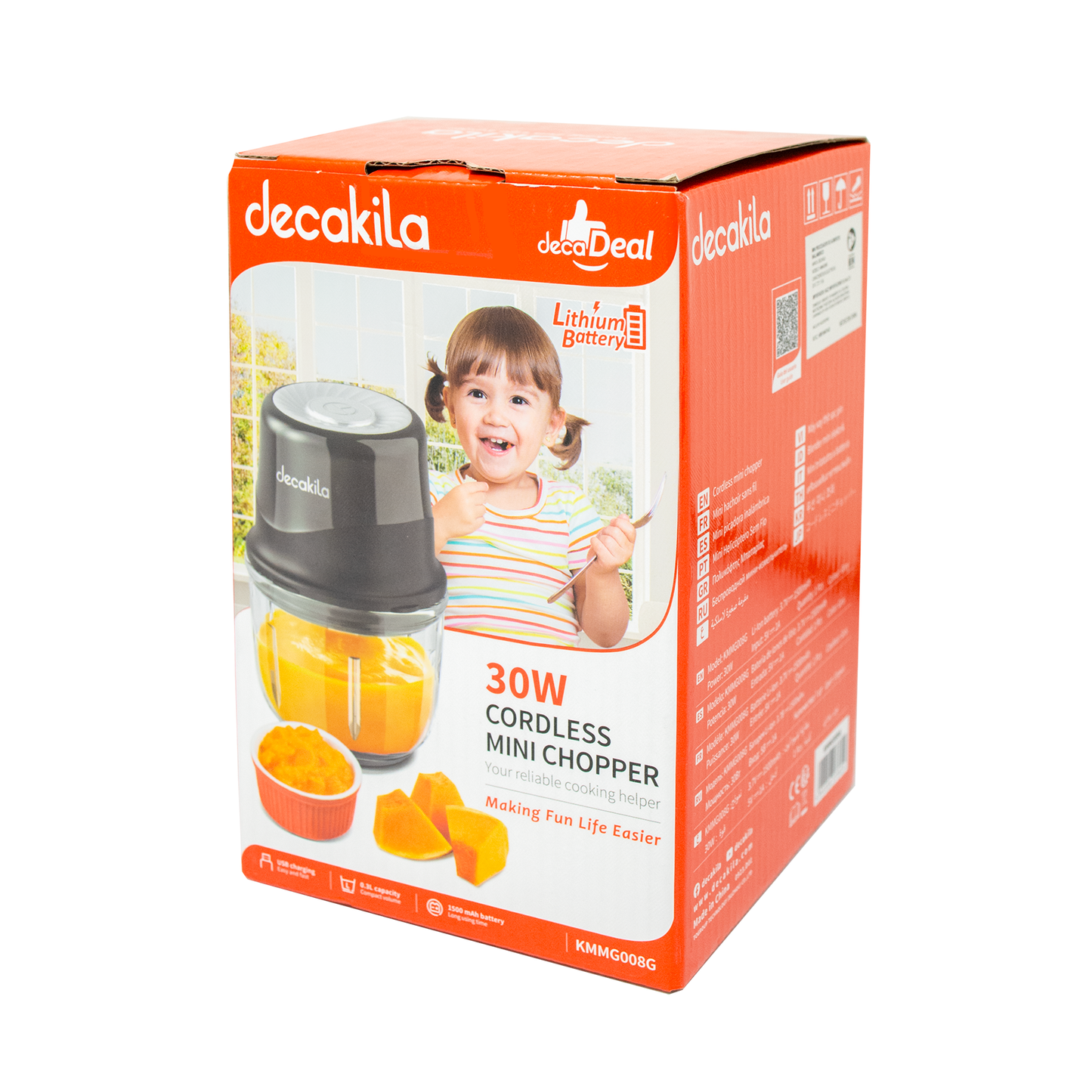 Mini Procesador de Alimentos Inalámbrico Gris Decakila KMMG008G (Caja de 15 Piezas)