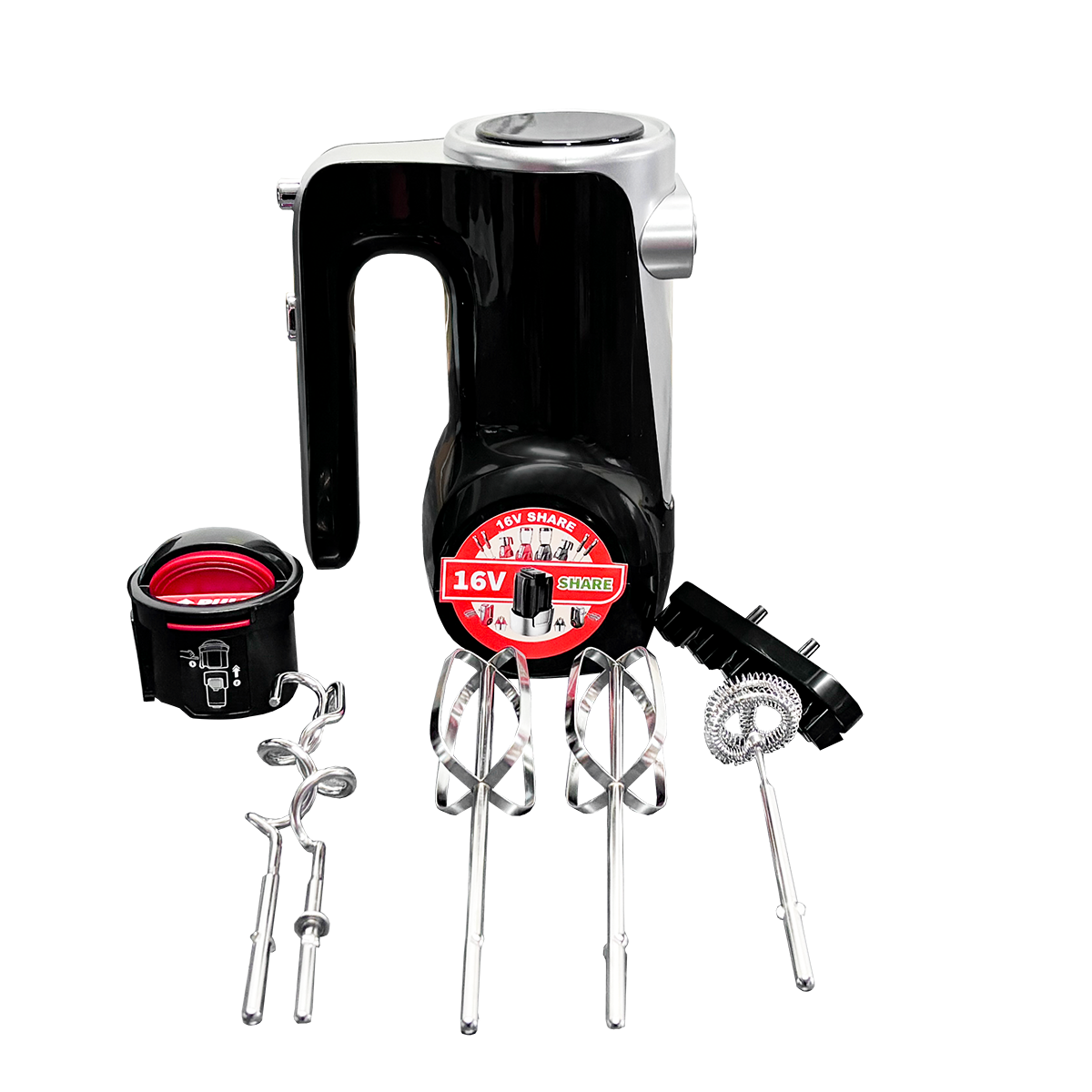 Batidora de Mano 7 Velocidades Inalámbrica de Batería Negra Decakila KMMX022B (Caja de 6 Piezas)