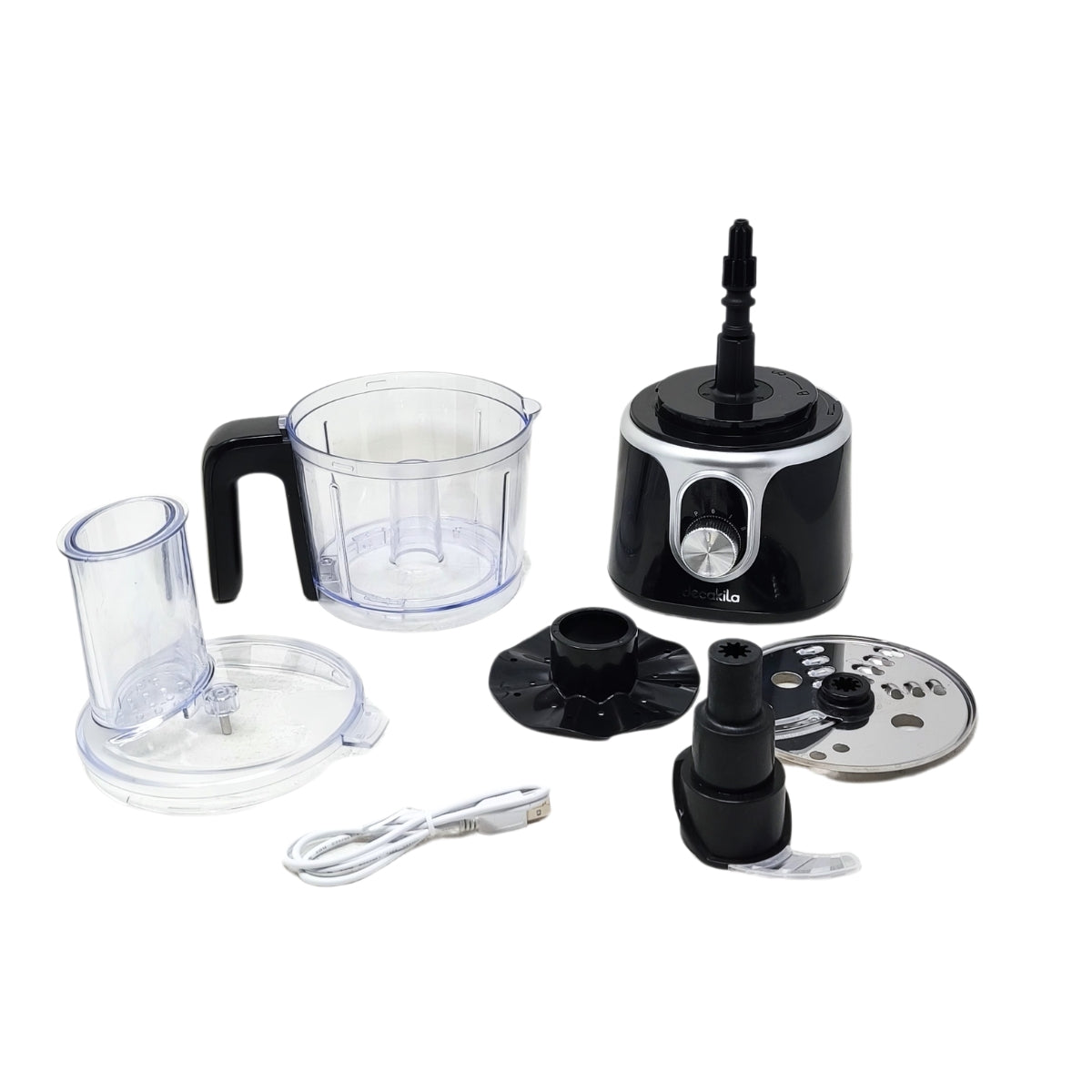 Combo Gourmet: Cafetera 12 Tazas + Procesador de Alimentos Inalámbrico + Parrilla Eléctrica Base de Plato Negro Decakila