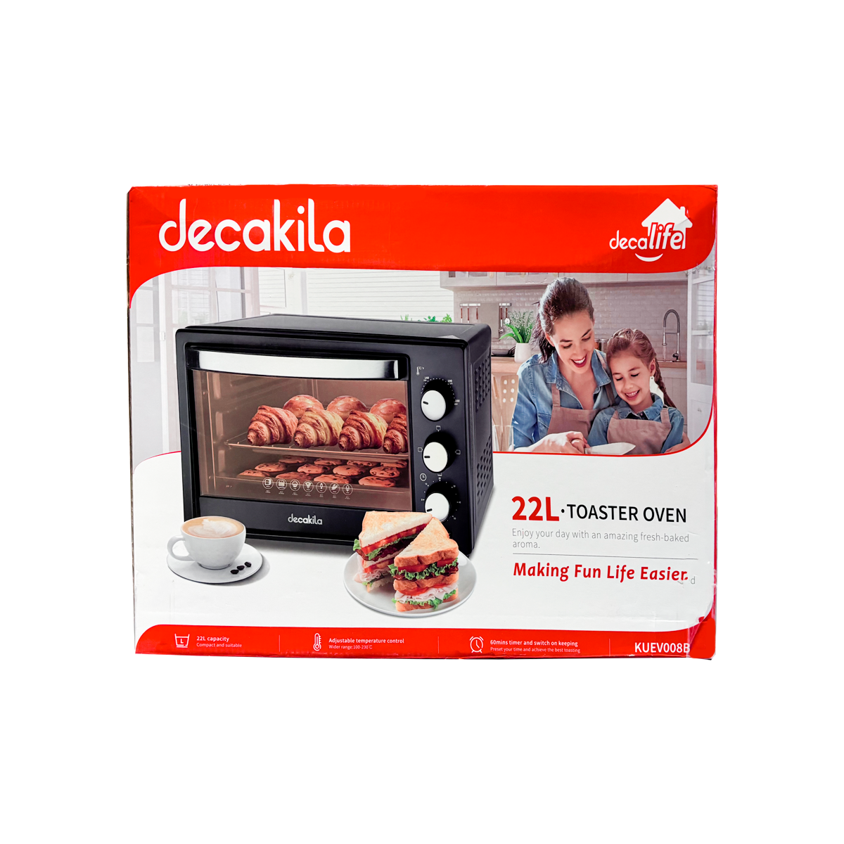 Combo Flash: Sandwichera 2 Panes + Horno Eléctrico 22 L + Batidora de Inmersión con Accesorios Inalámbrica Negro Decakila