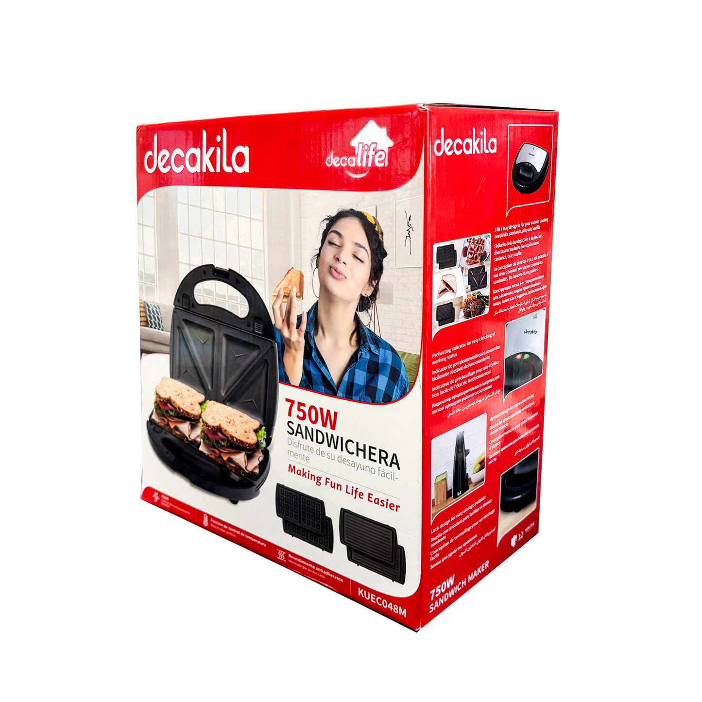Sandwichera 3 en 1 Placas Intercambiables 750 W Decakila KUEC048M (Caja de 6 Piezas)