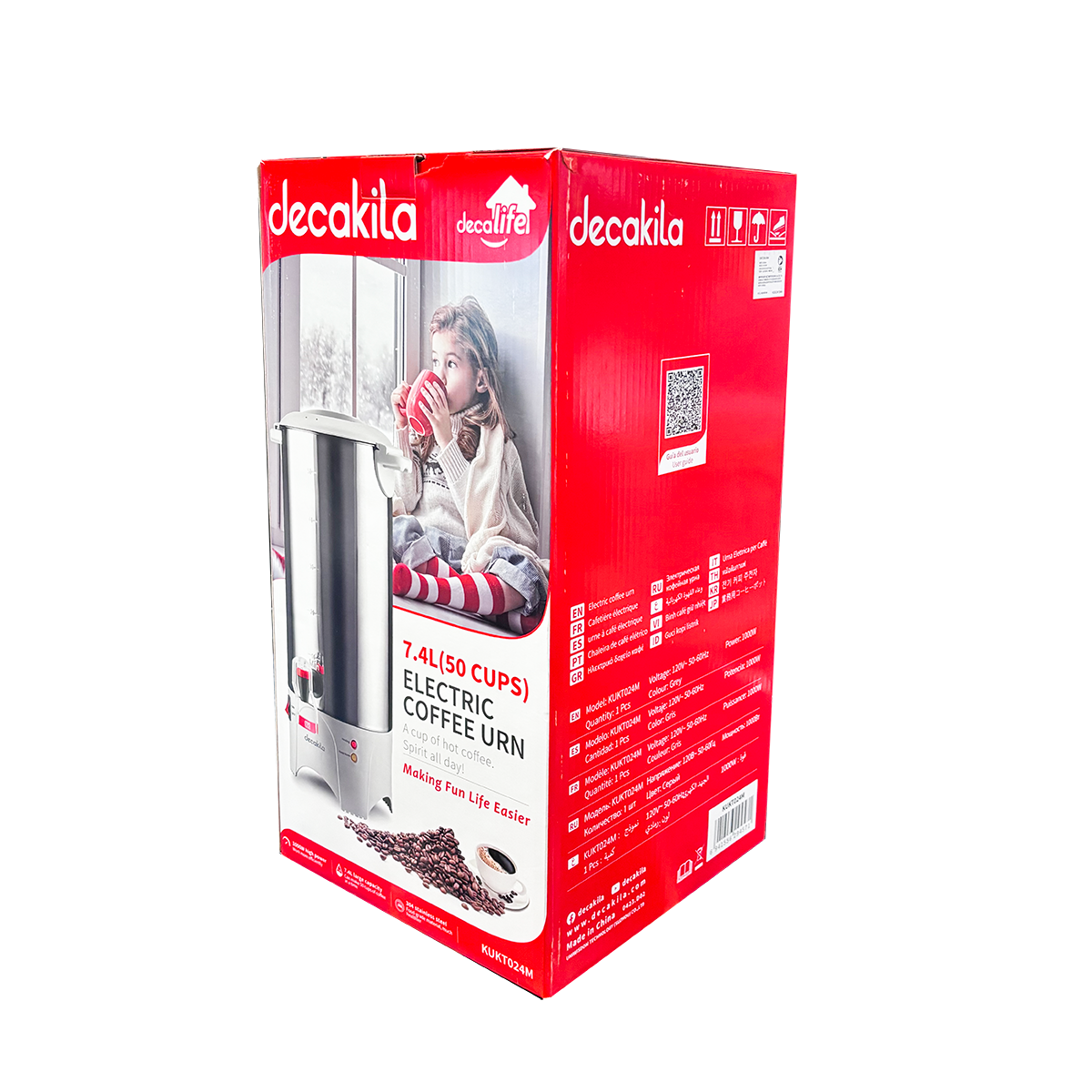 Cafetera Percoladora 50 Tazas (7.4 L) Acero Inoxidable Decakila KUKT024M