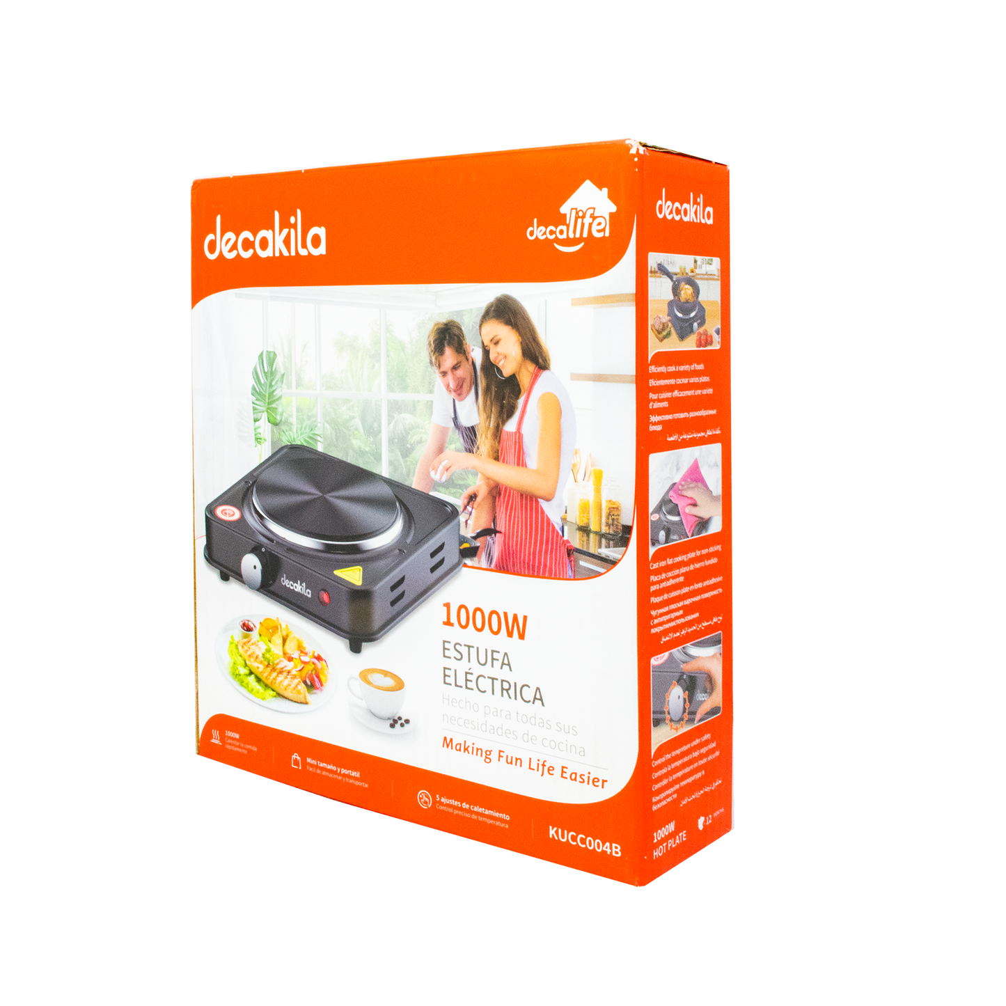 Parrilla Eléctrica Con Base Tipo Plato 1000W Negro Decakila KUCC004B (Caja con 12 Piezas)