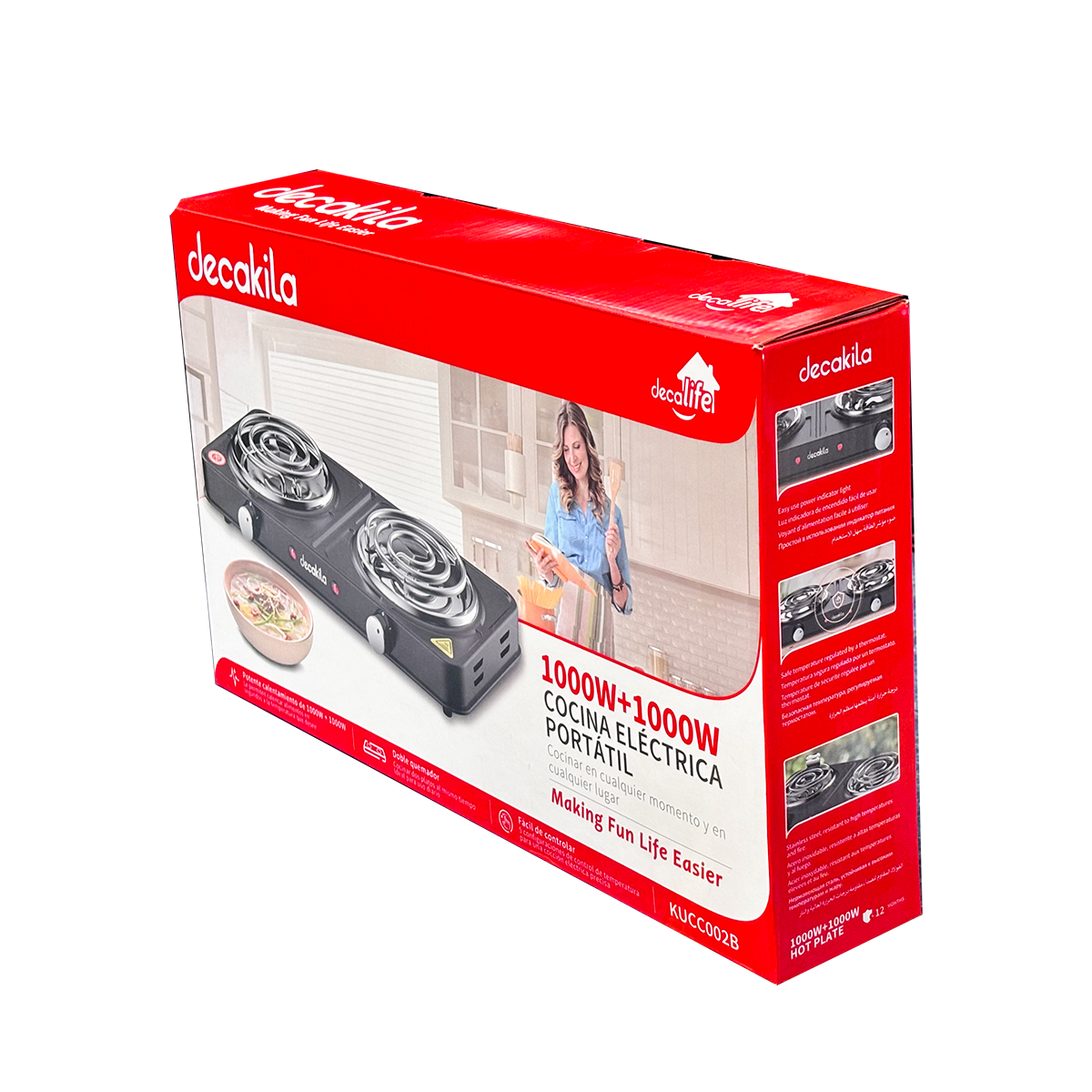 Parrilla eléctrica 2 quemadores de resistencia Decakila KUCC002B (Caja de 8 Piezas)