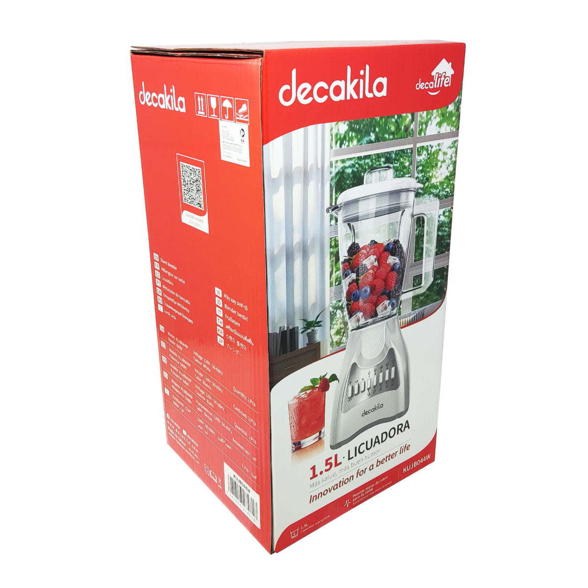 Licuadora 10 Velocidades Vaso de Plástico Blanca Decakila KUJB044W (Caja de 4 Piezas)
