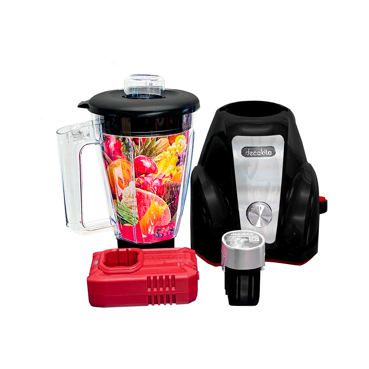 Licuadora 2 Velocidades Vaso de Plástico 1.5 L Inalámbrica con Batería Recargable Negro Decakila KUJB051B