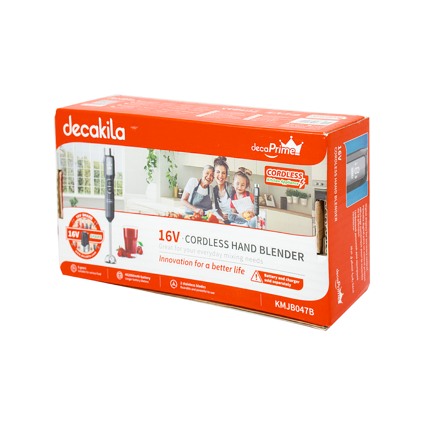 Batidora de Inmersión Inalámbrica de Batería 5 Velocidades Negra Decakila KMJB047B
