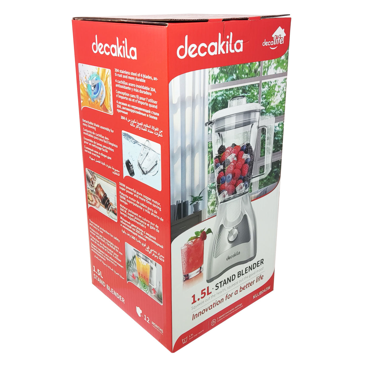 Licuadora 2 Velocidades + Pulso Vaso de Plástico Decakila KUJB043W (Caja de 4 piezas)