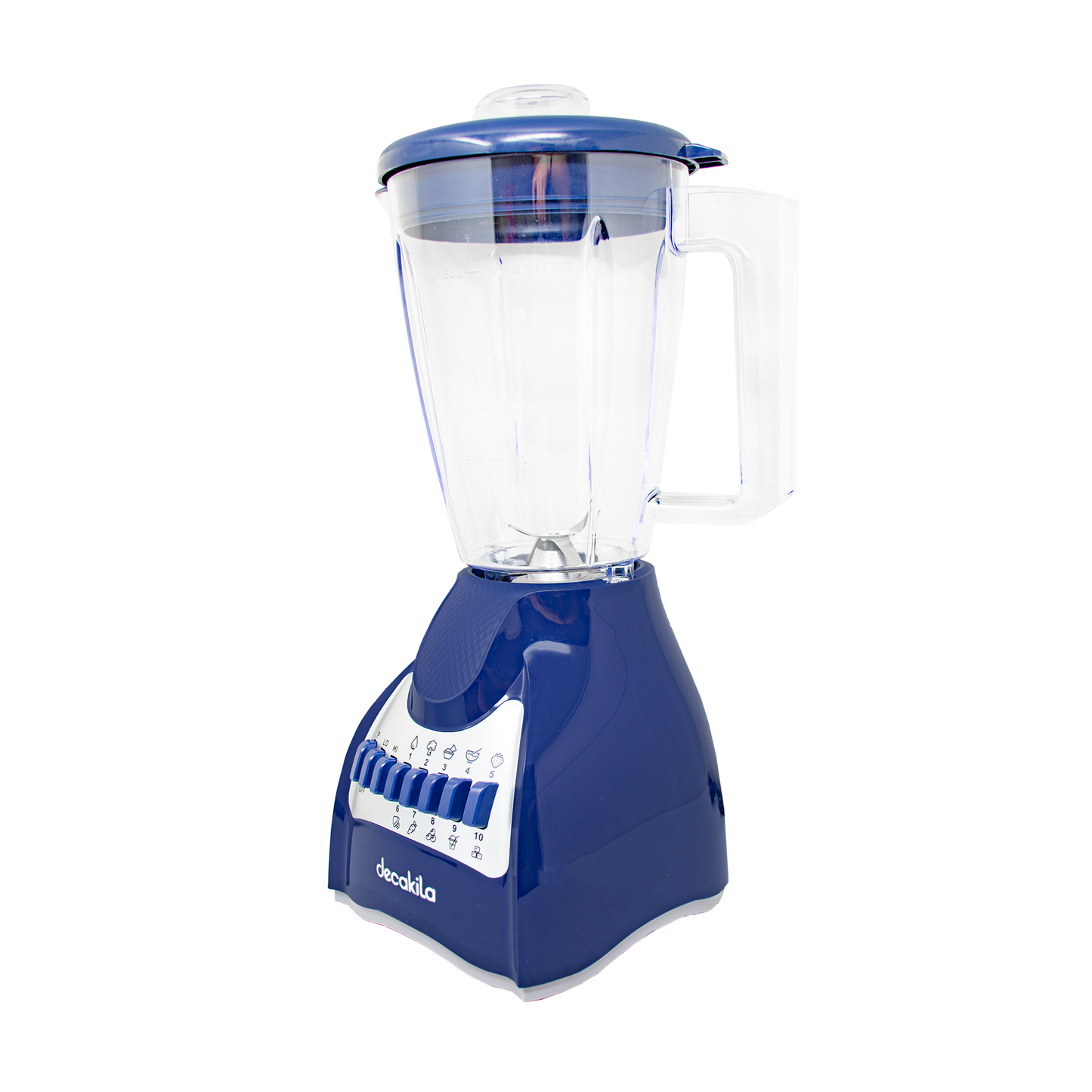 Licuadora 10 Velocidades Vaso de Plástico Azul Decakila KUJB044L (Caja de 4 Piezas)