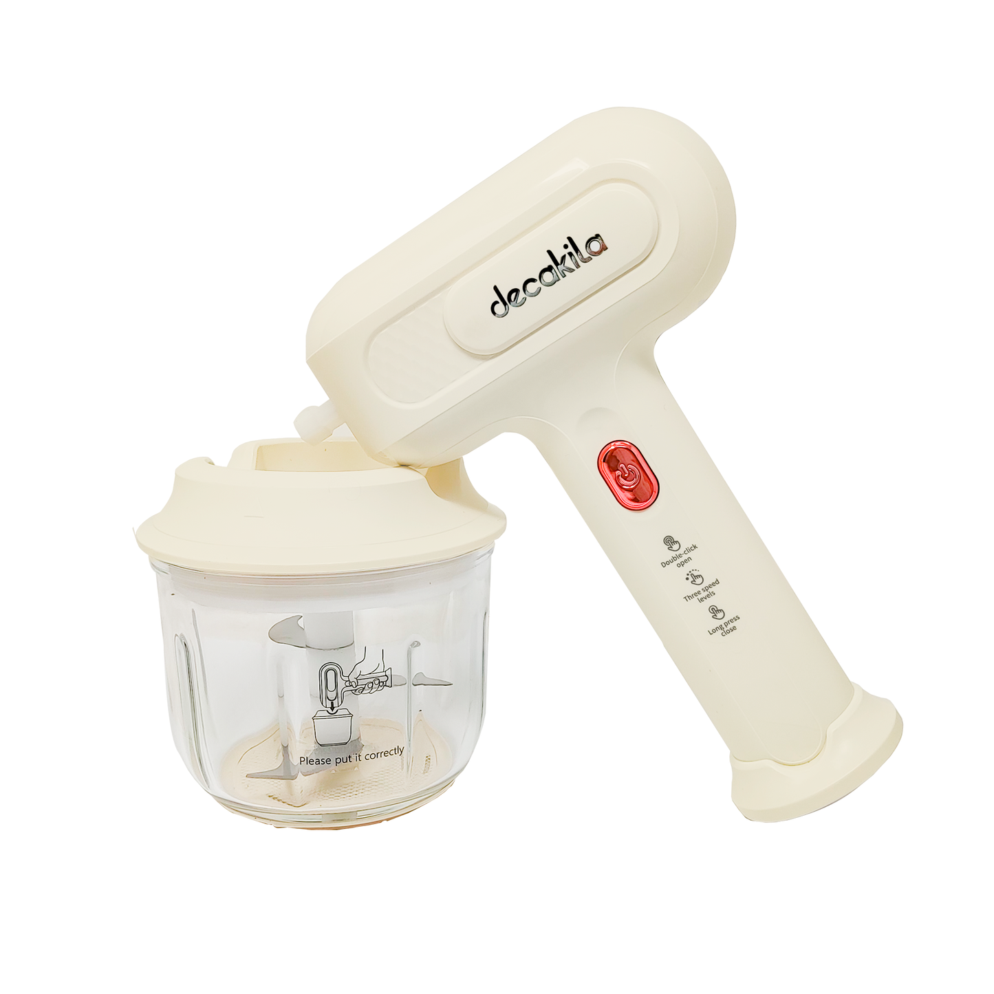 Batidora de Mano Inalámbrica 3 Velocidades con Tazón Procesador de 300 ml Blanca Decakila KMMX019E (Caja con 6 Piezas)