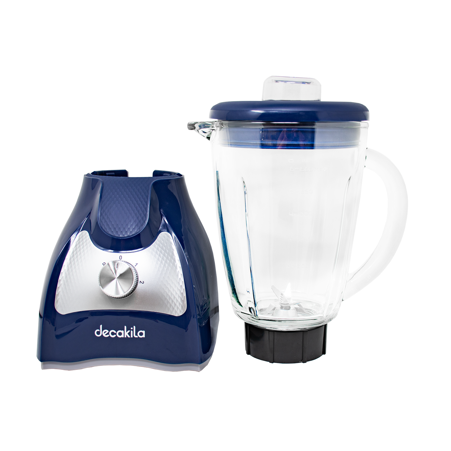 Licuadora 2 Velocidades + Pulso Vaso de Vidrio Azul Decakila KUJB045L (Caja de 4 Piezas)