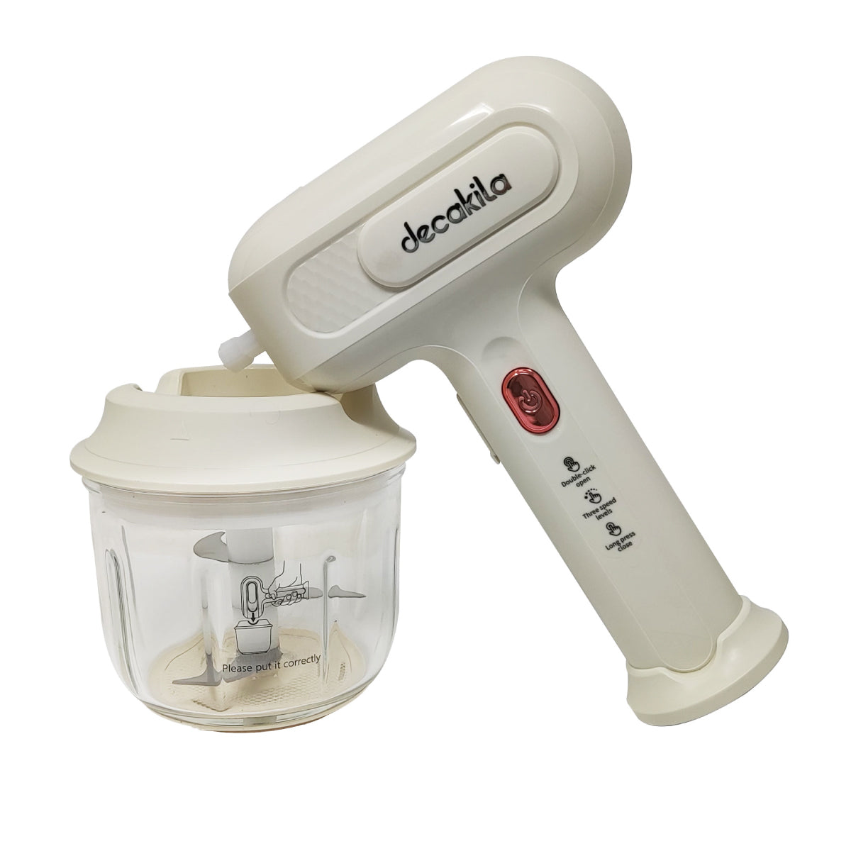 Combo Crema: Batidora de Inmersión 1 Velocidad + Batidora de Mano con Tazón de Vidrio Blanco Decakila
