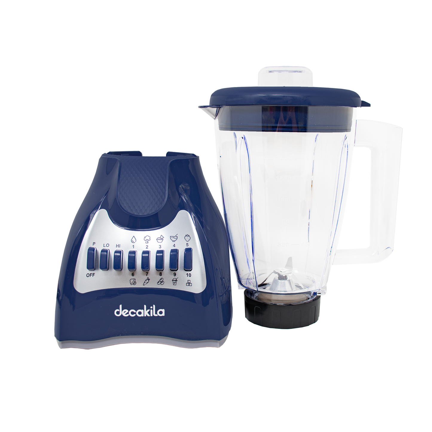 Licuadora 10 Velocidades Vaso de Plástico Azul Decakila KUJB044L (Caja de 4 Piezas)