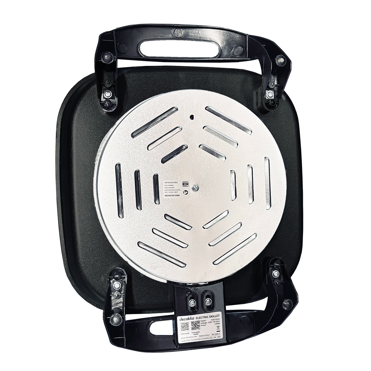 Sartén Eléctrico de 30 X 30 cm con Antiadherente y Tapa de Vidrio Negro Decakila KUEC051B (Caja con 4 Piezas)