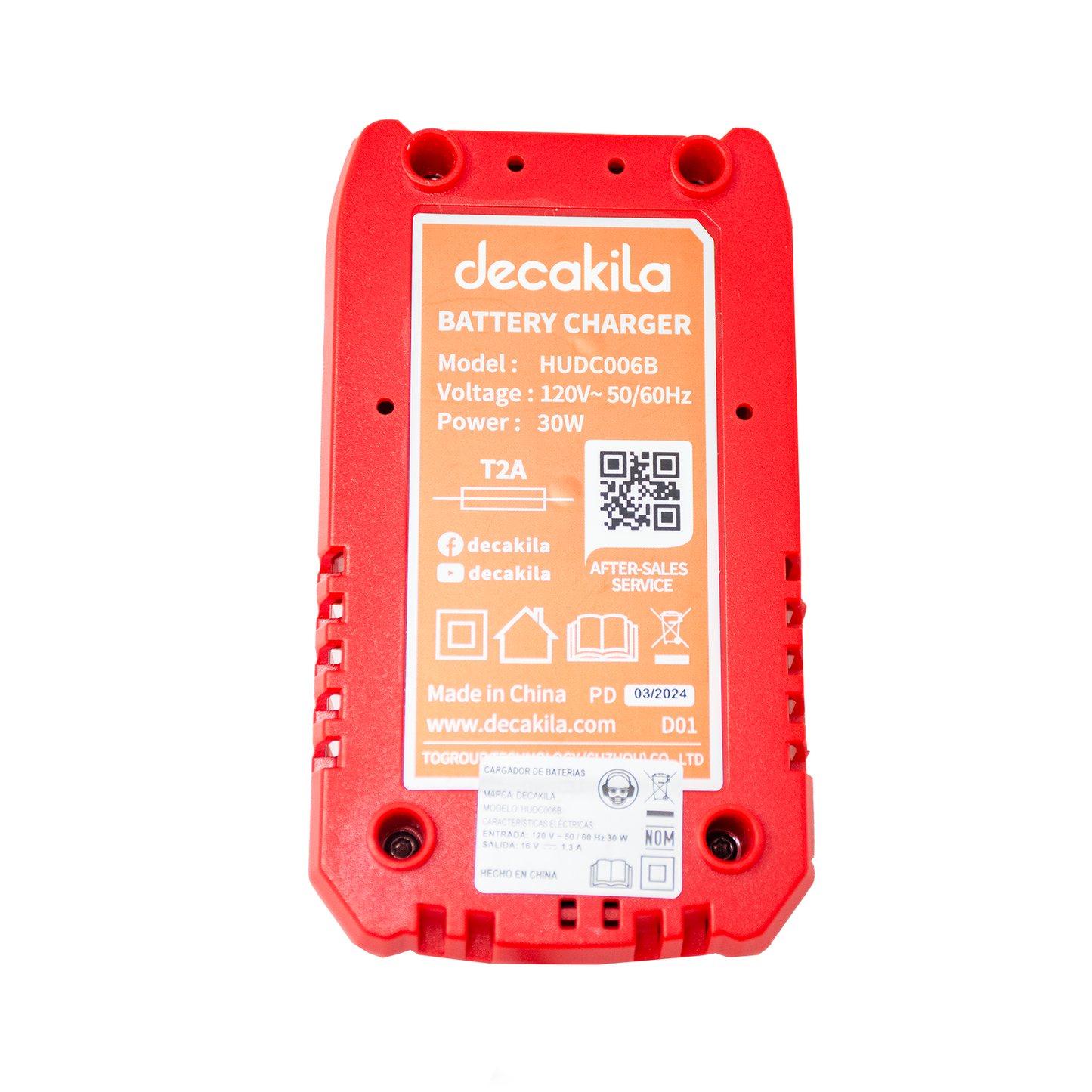 Cargador de Baterías 16 V de 1.3 A Decakila HUDC006B (PAQUETE DE 20 PIEZAS)