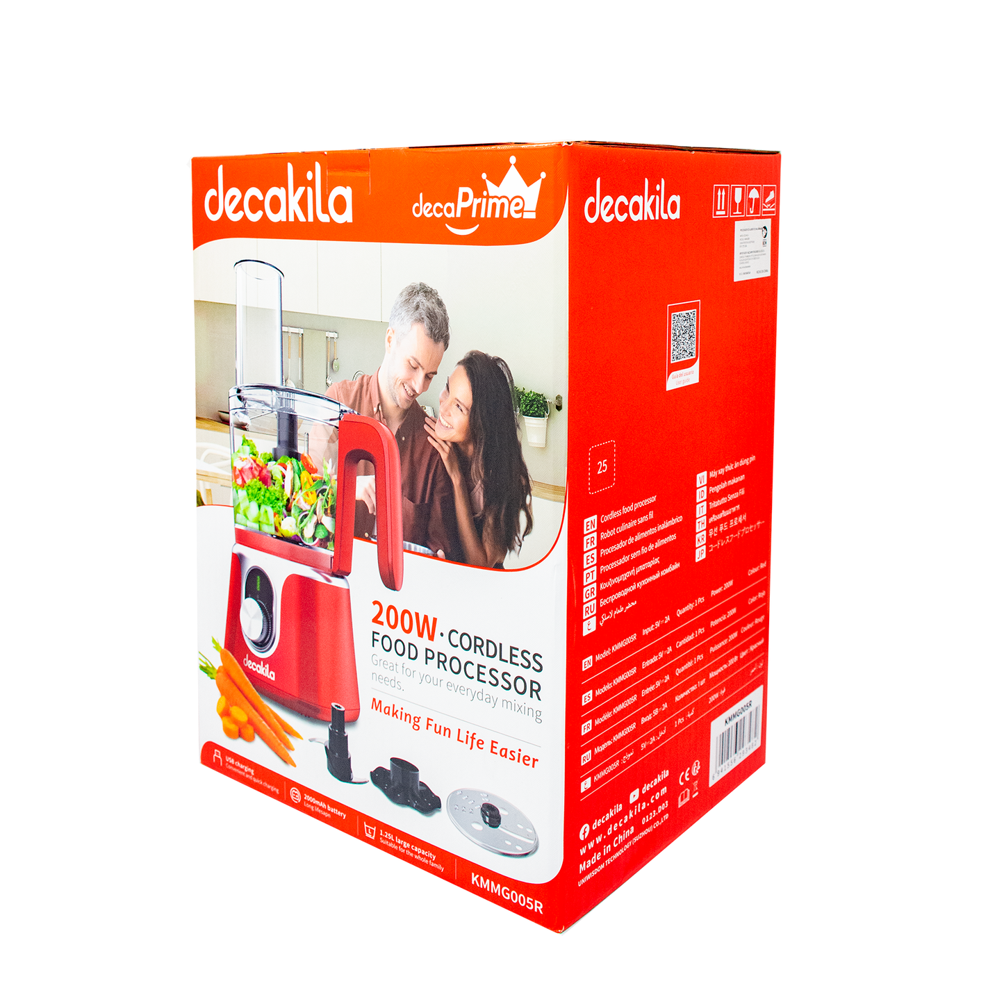 Procesador de alimentos Inalámbrico con Accesorios Rojo Decakila KMMG005R (Caja de 4 Piezas)