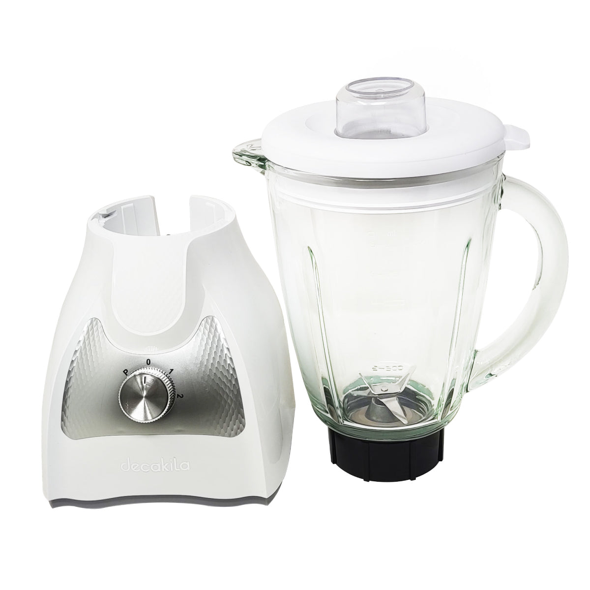 Licuadora 2 Velocidades + Pulso Vaso de Vidrio Blanco Decakila KUJB045W (Caja de 4 Piezas)