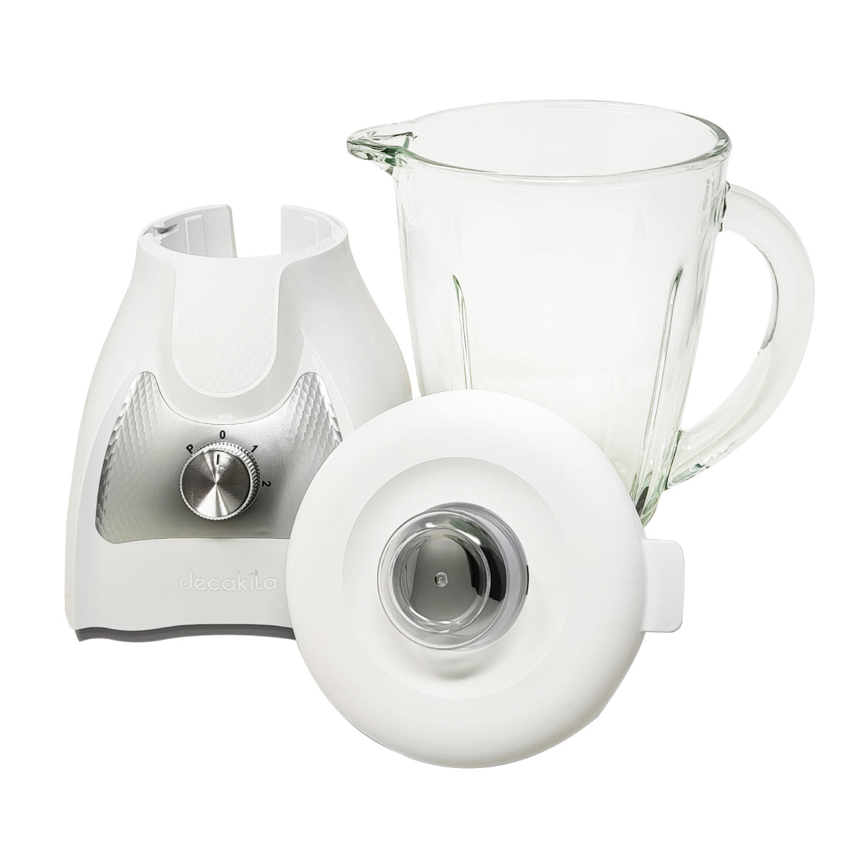 Licuadora 2 Velocidades + Pulso Vaso de Vidrio Blanco Decakila KUJB045W (Caja de 4 Piezas)