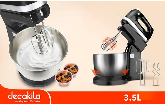 Batidora de Mano con Pedestal 5 velocidades 250W Negra Decakila KUMX012B