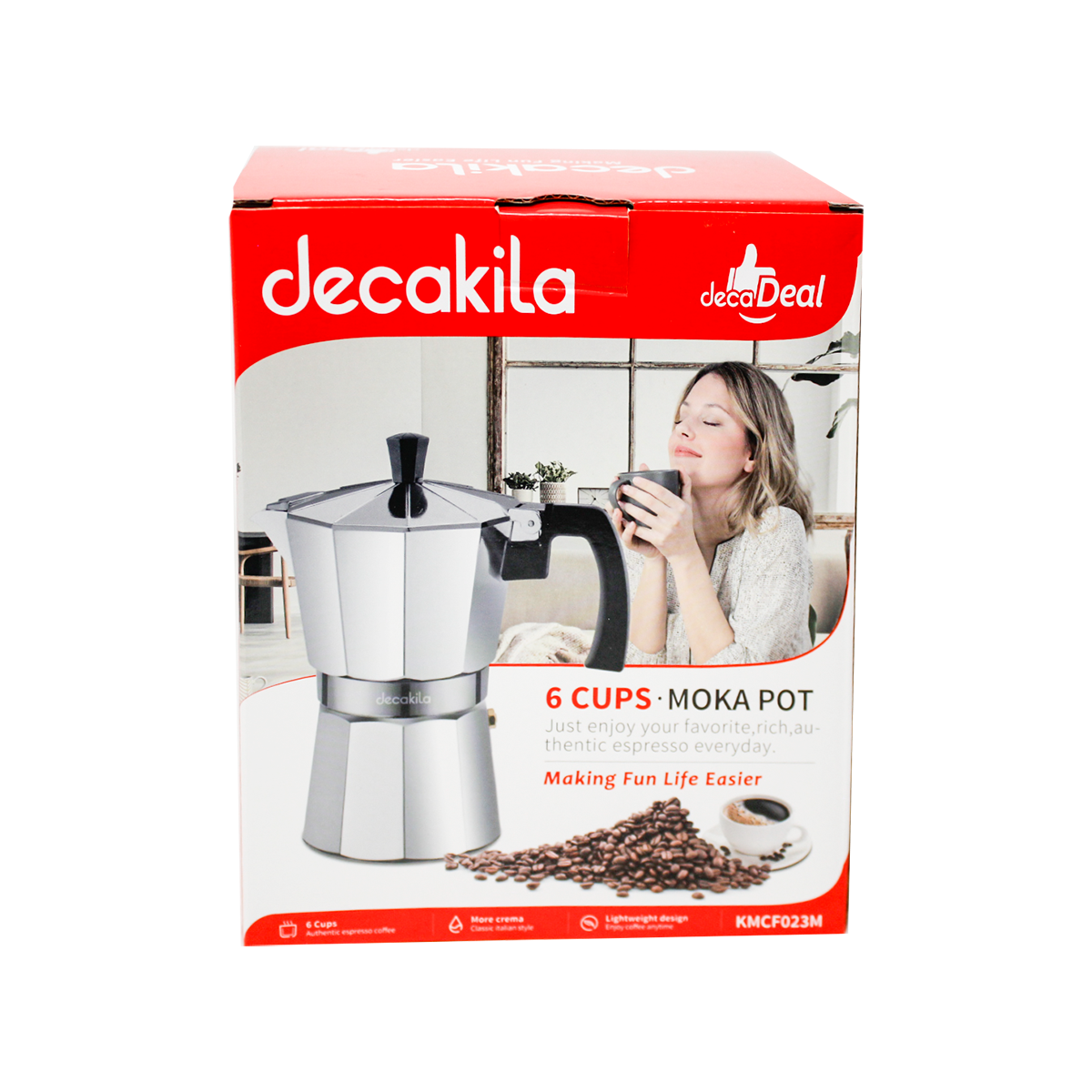Cafetera de Expresso Italiana 6 Tazas de Aluminio Decakila KMCF023M (Caja de 24 Piezas)