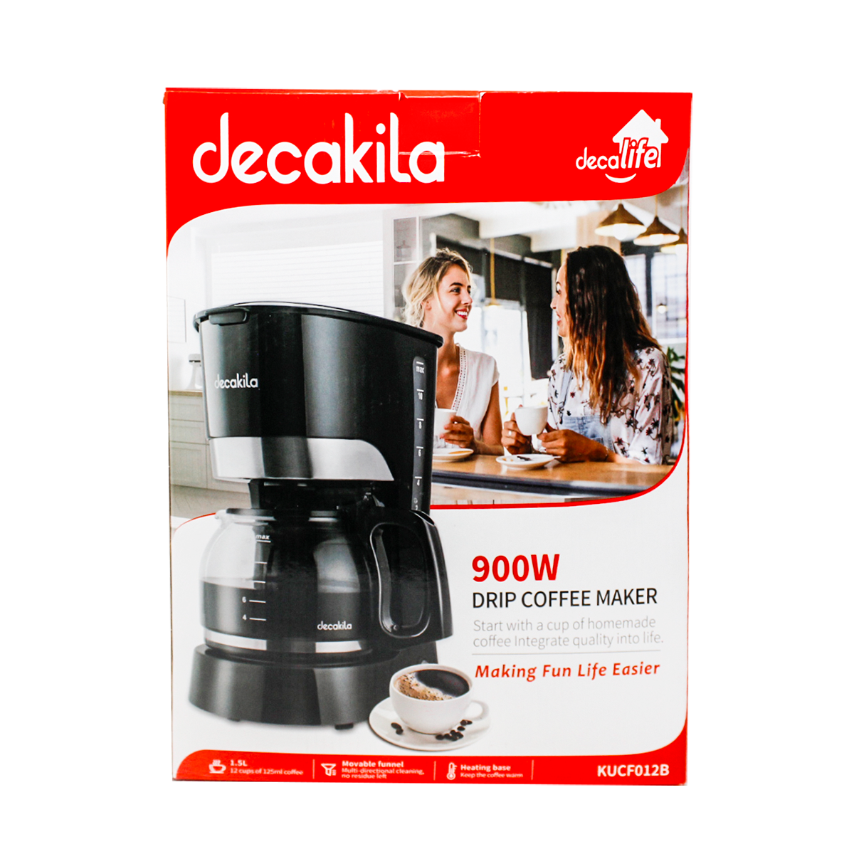 Cafetera de Goteo 12 Tazas (1.5 L) 900 W Negro Decakila KUCF012B (CAJA DE 4 PZAS)
