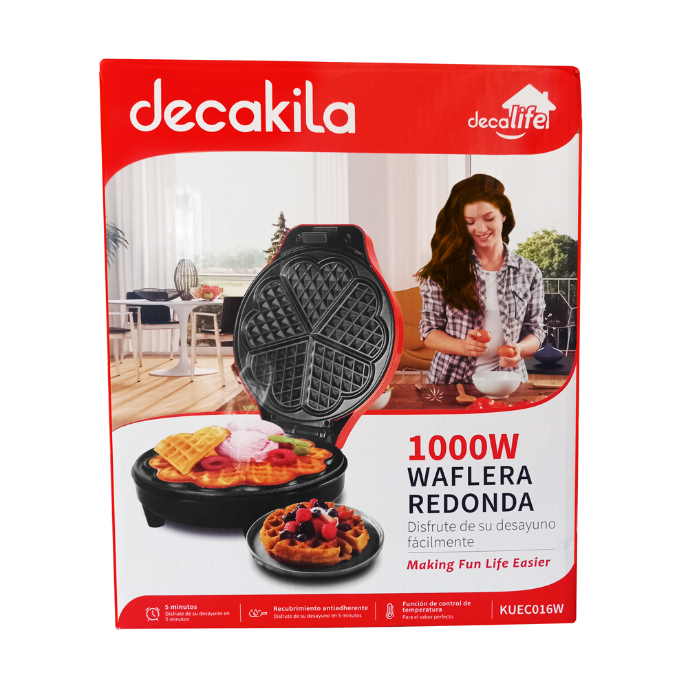 Máquina para Waffles Antiadherente 1000 W Roja Decakila KUEC016W