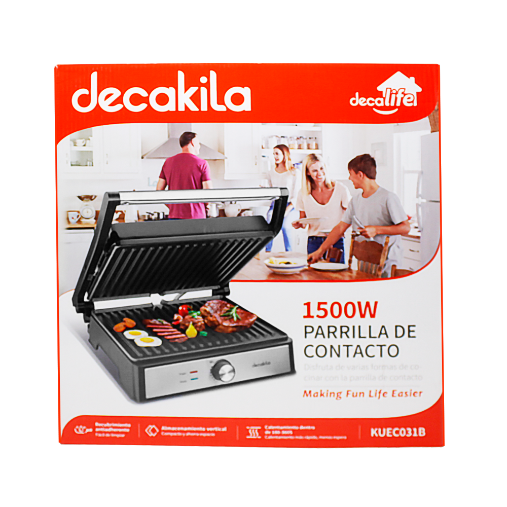 Parrilla Grill de Contacto con Temperatura Ajustable Decakila KUEC031B