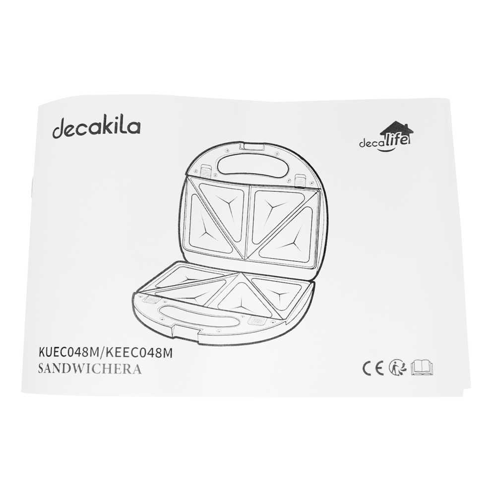 Sandwichera 2 Panes con Antiadherente 750 W Negro Decakila KUEC046B (Caja de 6 Piezas)