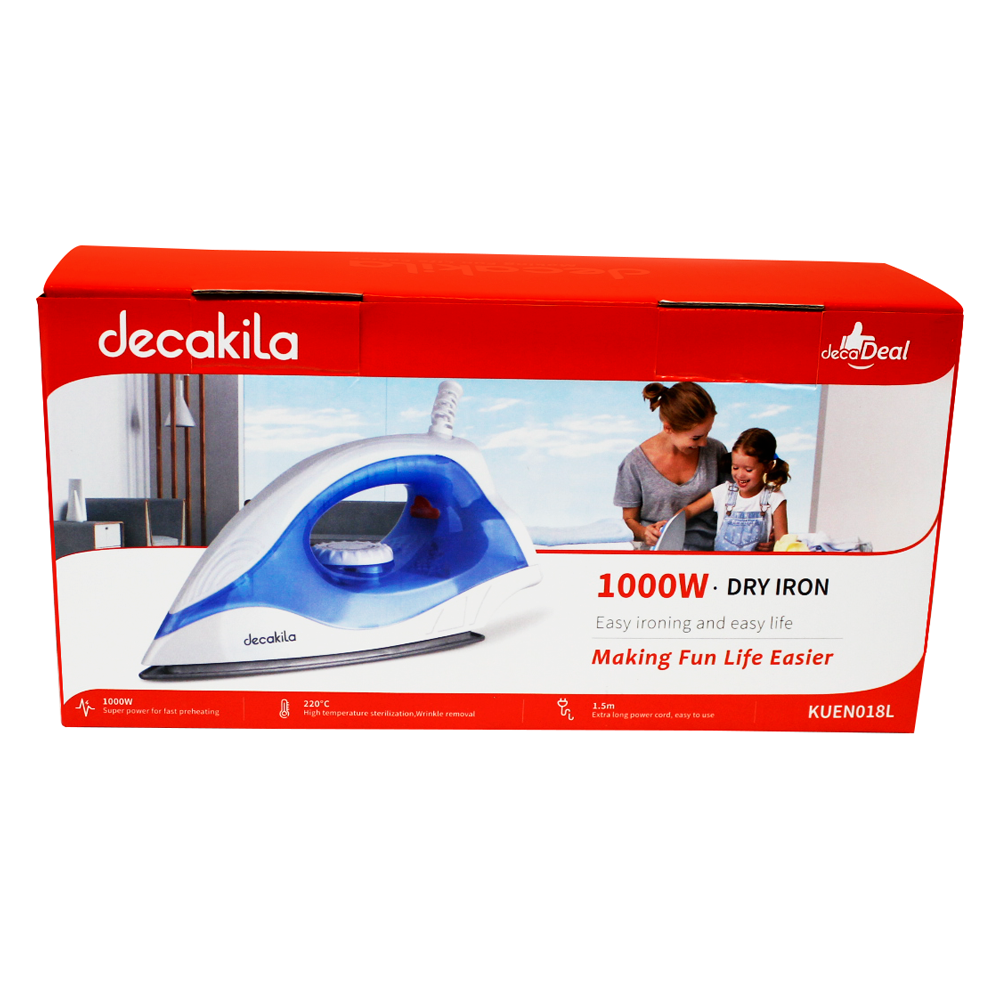 Plancha Seca con Antiadherente 1000 W Azul Decakila KUEN018L