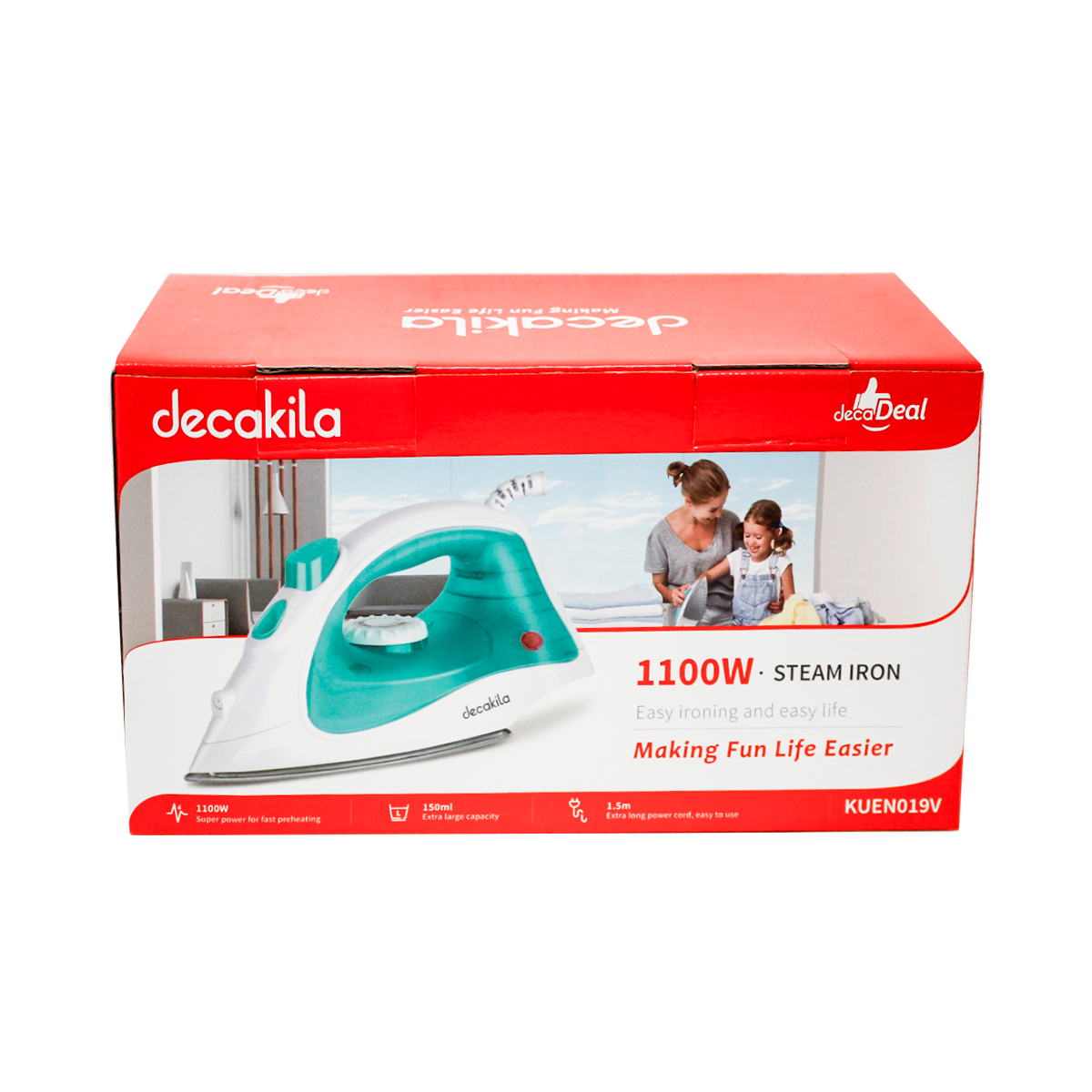 Plancha de Vapor con Antiadherente 1100 W Verde Aqua Decakila KUEN019V