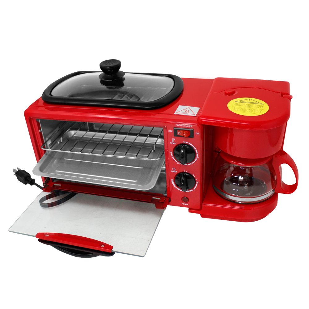 Estación de Desayuno 3 en 1 Cafetera, Horno y Parrilla Decakila KUEV003R (CAJA DE 4 PZAS)