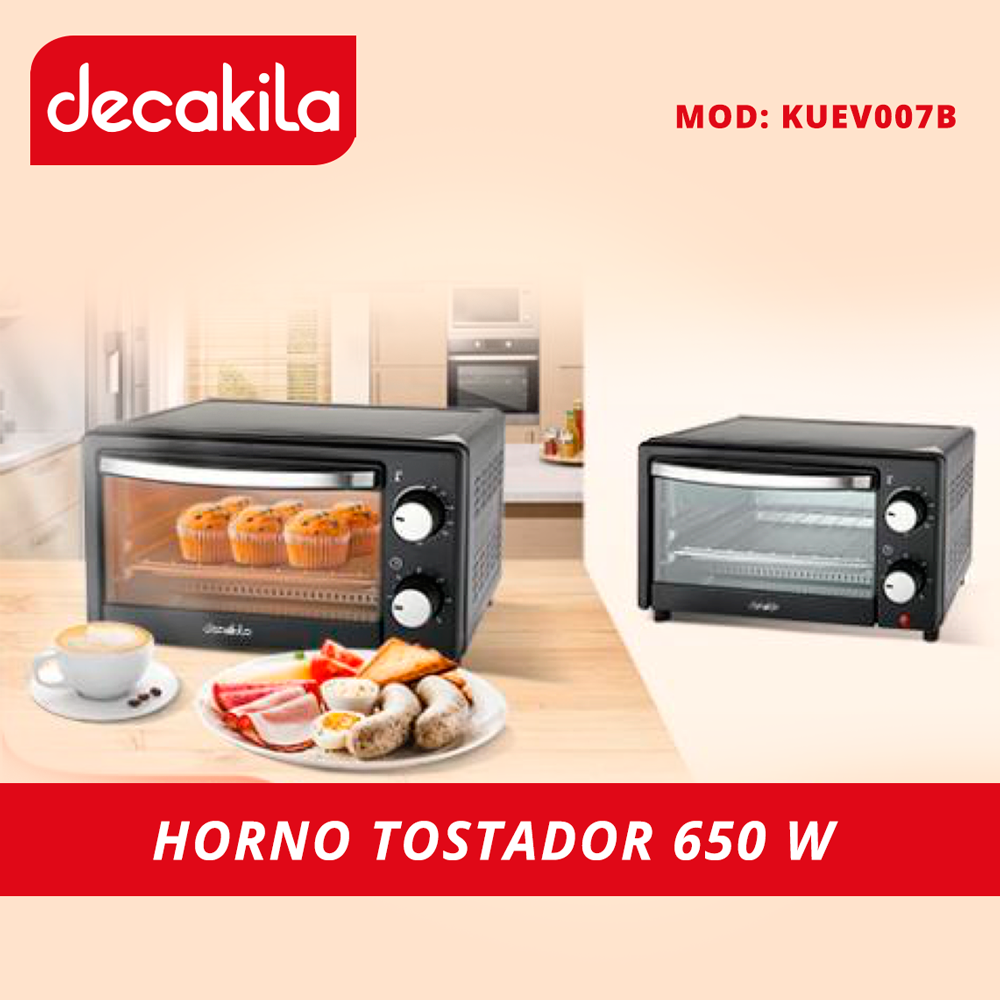 Horno Tostador 10 L 650 W Negro Decakila KUEV007B (CAJA DE 4 PZAS)