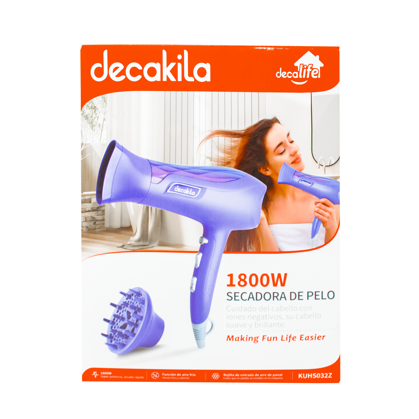 Secadora para Cabello 1800 W Morada Decakila KUHS032Z