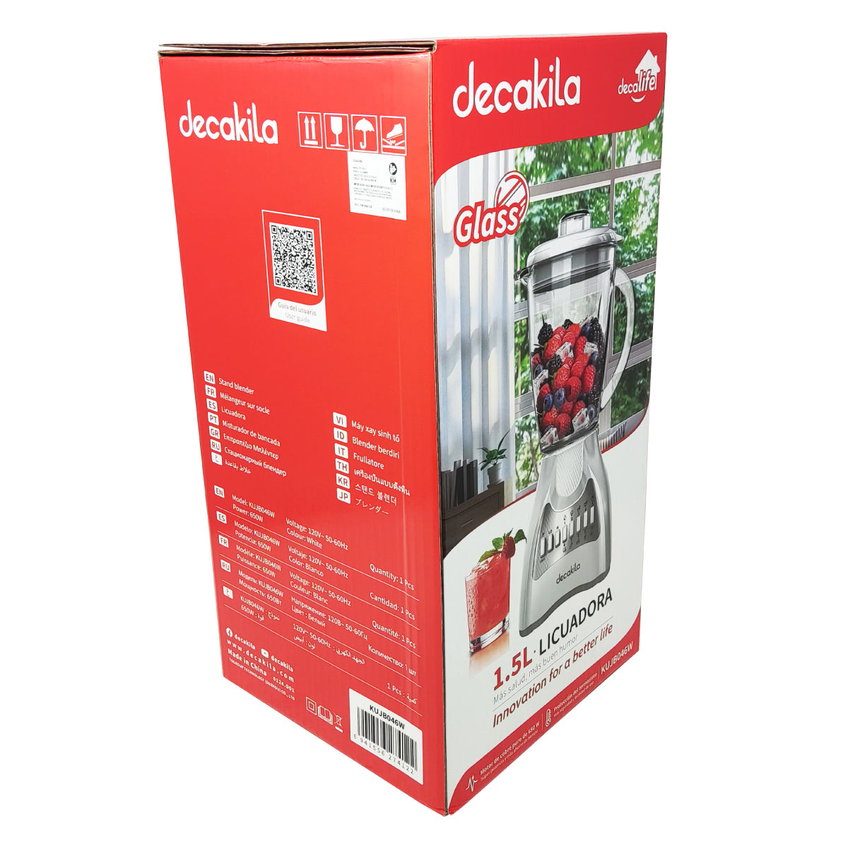 Licuadora 10 Velocidades Vaso Vidrio Blanca Decakila KUJB046W (Caja de 4 Piezas)