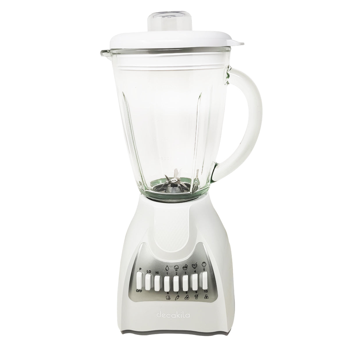 Licuadora 10 Velocidades Vaso Vidrio Blanca Decakila KUJB046W (Caja de 4 Piezas)