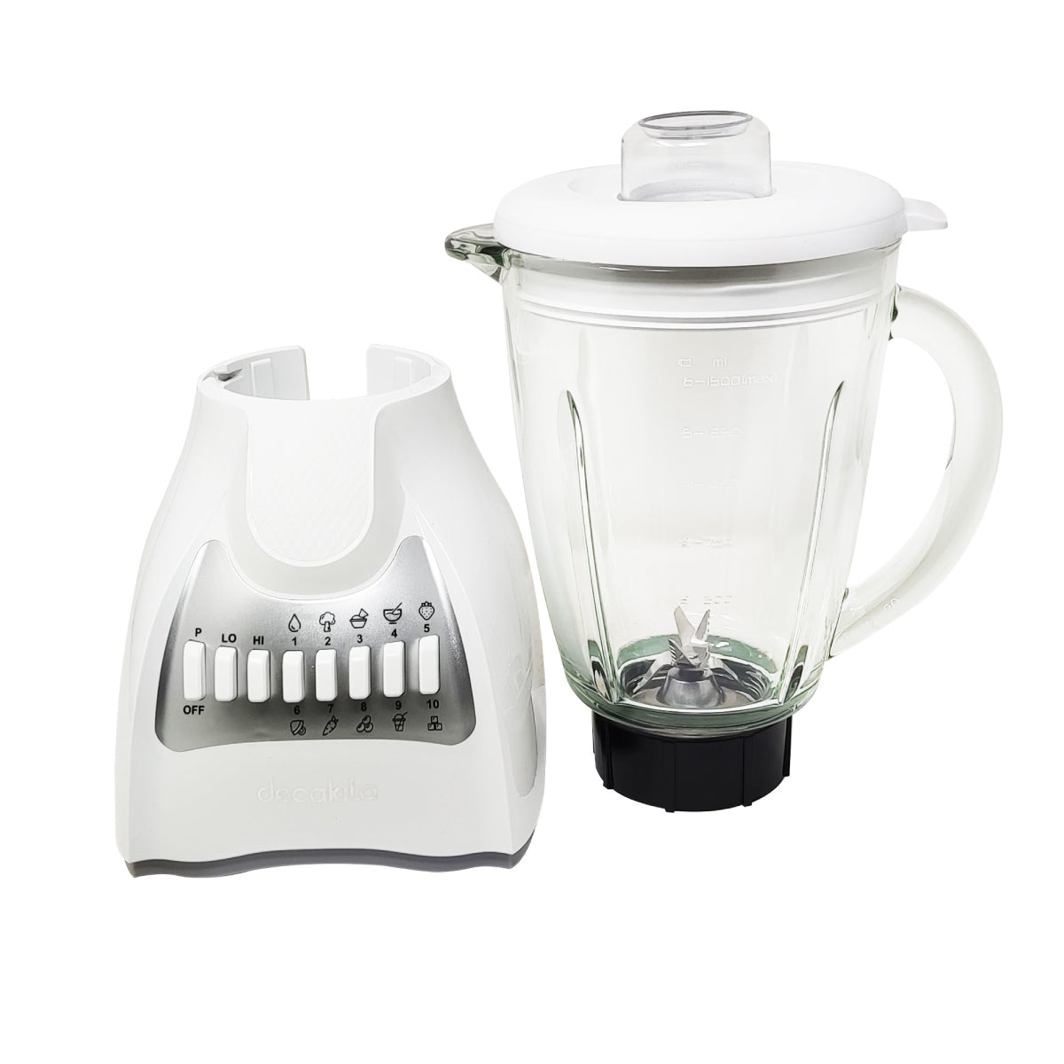 Licuadora 10 Velocidades Vaso Vidrio Blanca Decakila KUJB046W (Caja de 4 Piezas)