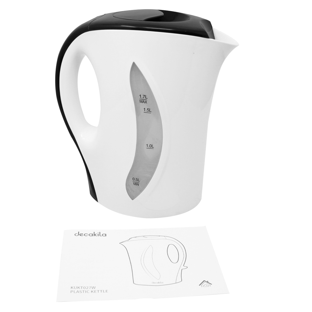 Hervidor Eléctrico 1.7 L 1100 W Blanco Decakila KUKT027W (Caja de 12 Piezas)