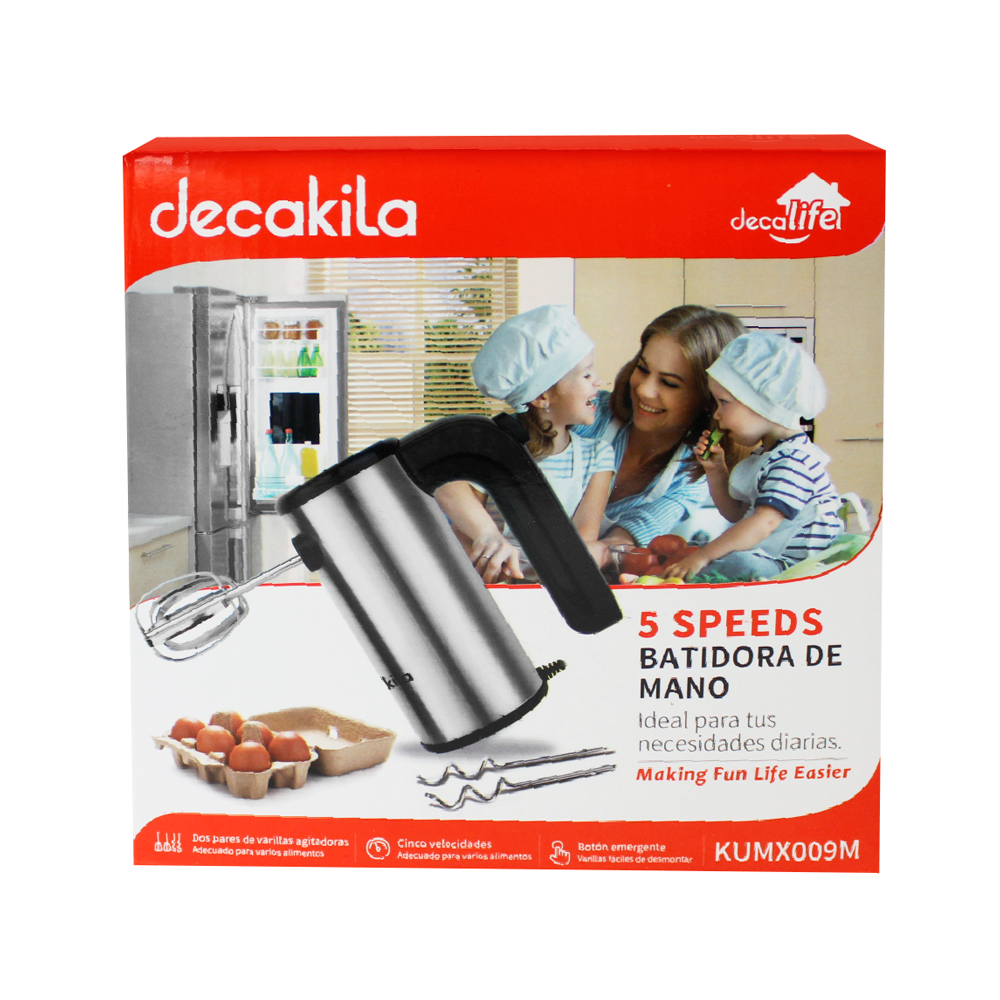 Batidora de Mano 5 Velocidades 150 W Acero Inoxidable Decakila KUMX009M (Caja de 6 Piezas)