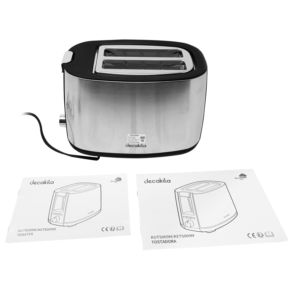 Tostador 2 Rebanadas Acero Inoxidable 750 W Decakila KUTS009M (Caja de 6 Piezas)
