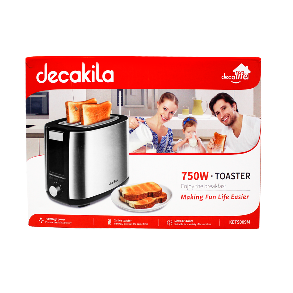 Tostador 2 Rebanadas Acero Inoxidable 750 W Decakila KUTS009M (Caja de 6 Piezas)