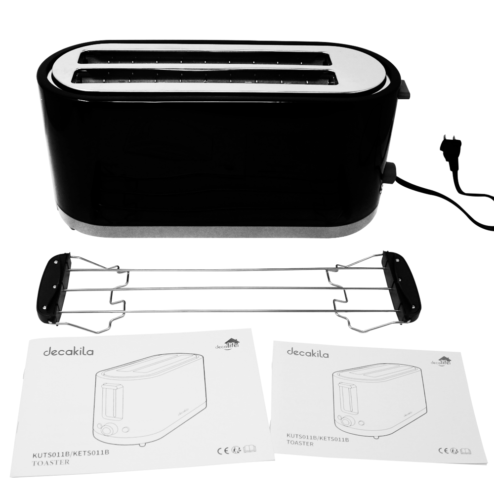 Tostador Multifunción 4 Rebanadas 1400 W Negro Decakila KUTS011B (Caja de 6 Piezas)